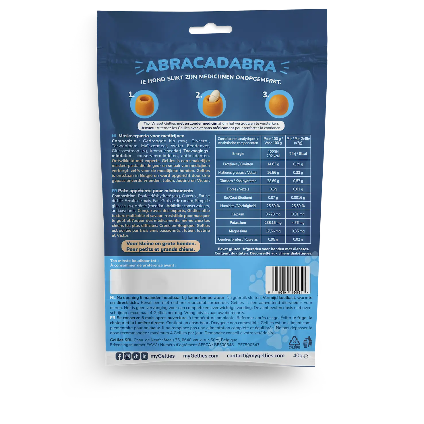 Gellies - Leckere Tablettenschutzpaste Huhn & Cheddar