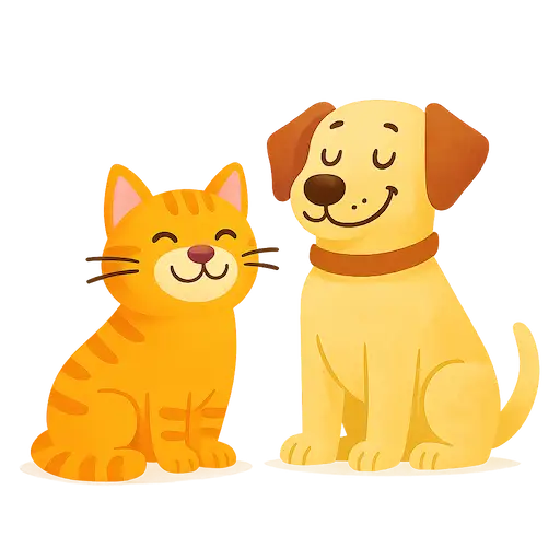 Chat et chien avec médicament