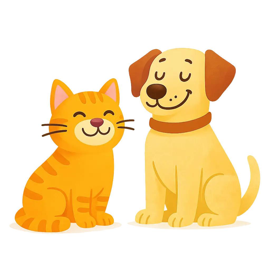 Chat et chien avec médicament